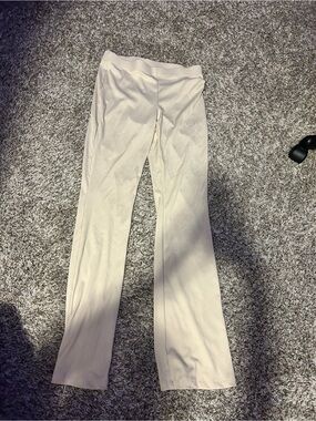 H&M Cream Ribbed High-Rise Flare Pants
